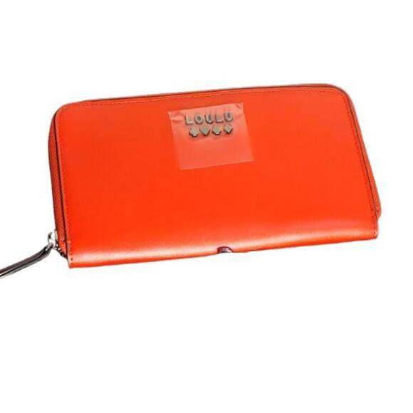 LOULU BIFOLD ZIPPER POCKET RED LEATHER WALLET - Picture 1 of 5